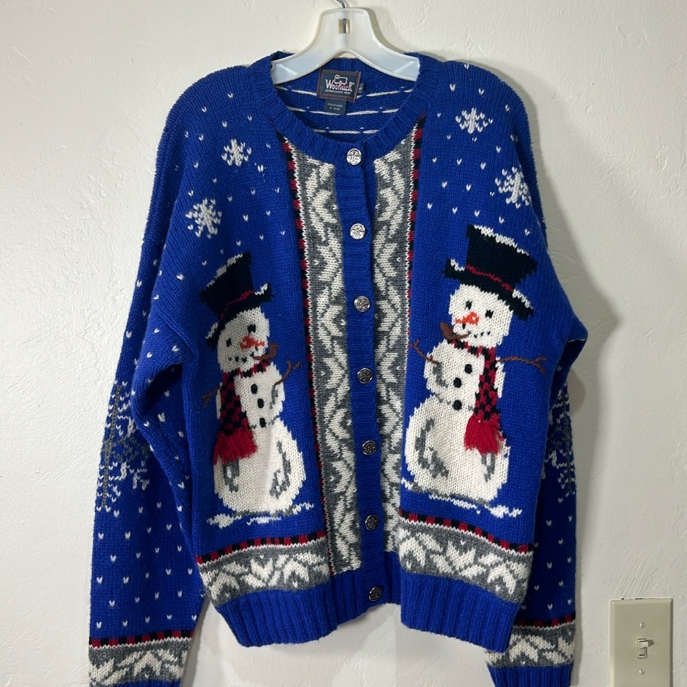Woolrich blue Christmas Cardigan size large